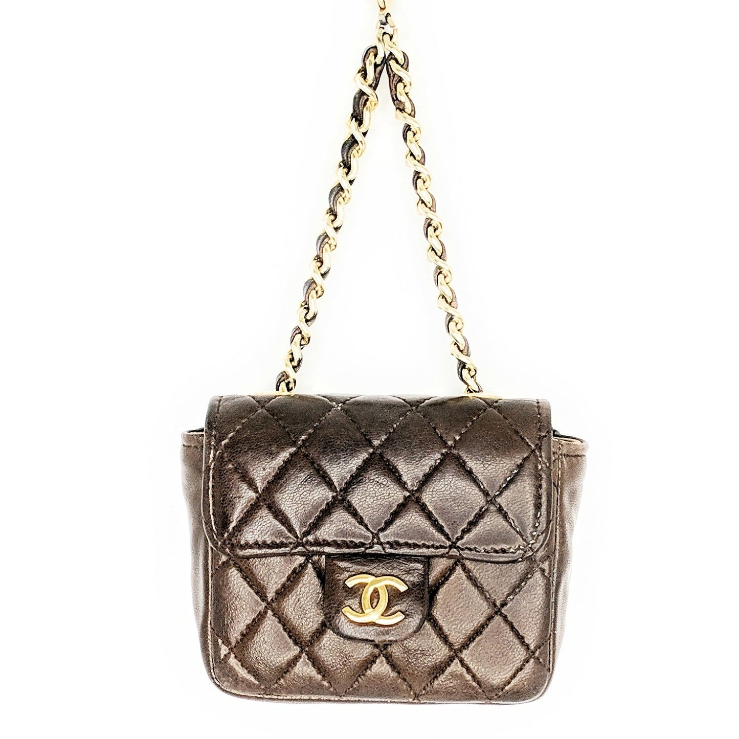 Luxury Chanel bag Vintage Brown Quilted Micro Belt Bag