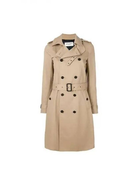 Luxury Saint Laurent Gabardine Classic Saint Gabardine Trench Coat Beige