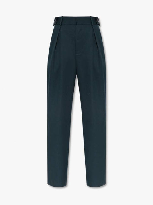Luxury Bottega Veneta Wool Straight Pants Green