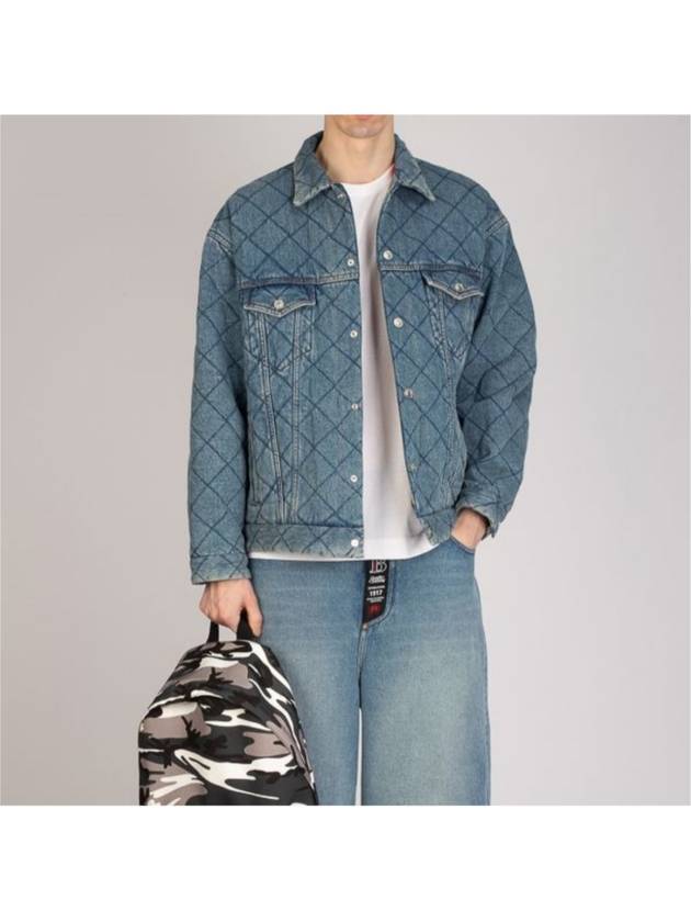 Luxury Balenciaga 46 Men s Jacquard Oversized Quilted Padded Denim Trucker Jacket