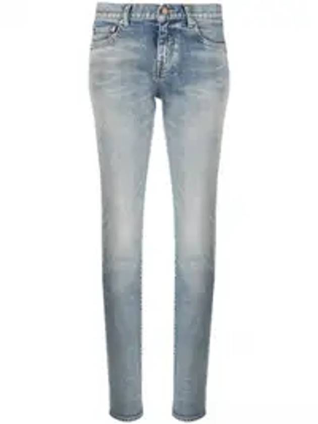 Luxury Saint Laurent Low Rise Denim Jeans Blue