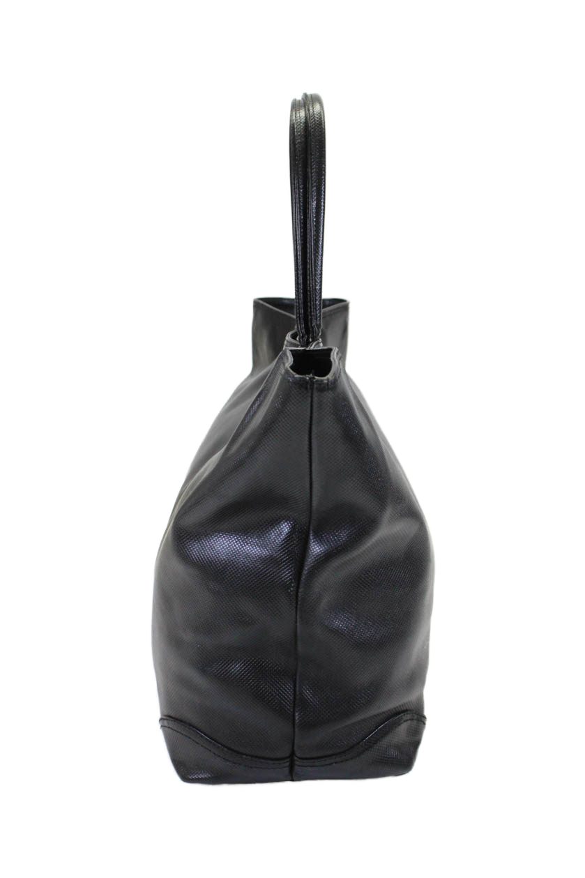 Luxury Bottega Veneta Womens Large Double Handle Textured Leather Tote Handbag Black