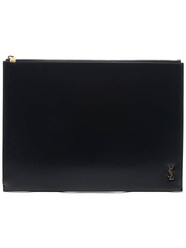 Luxury Saint Laurent Men's Tiny Monogram Clutch Bag Black