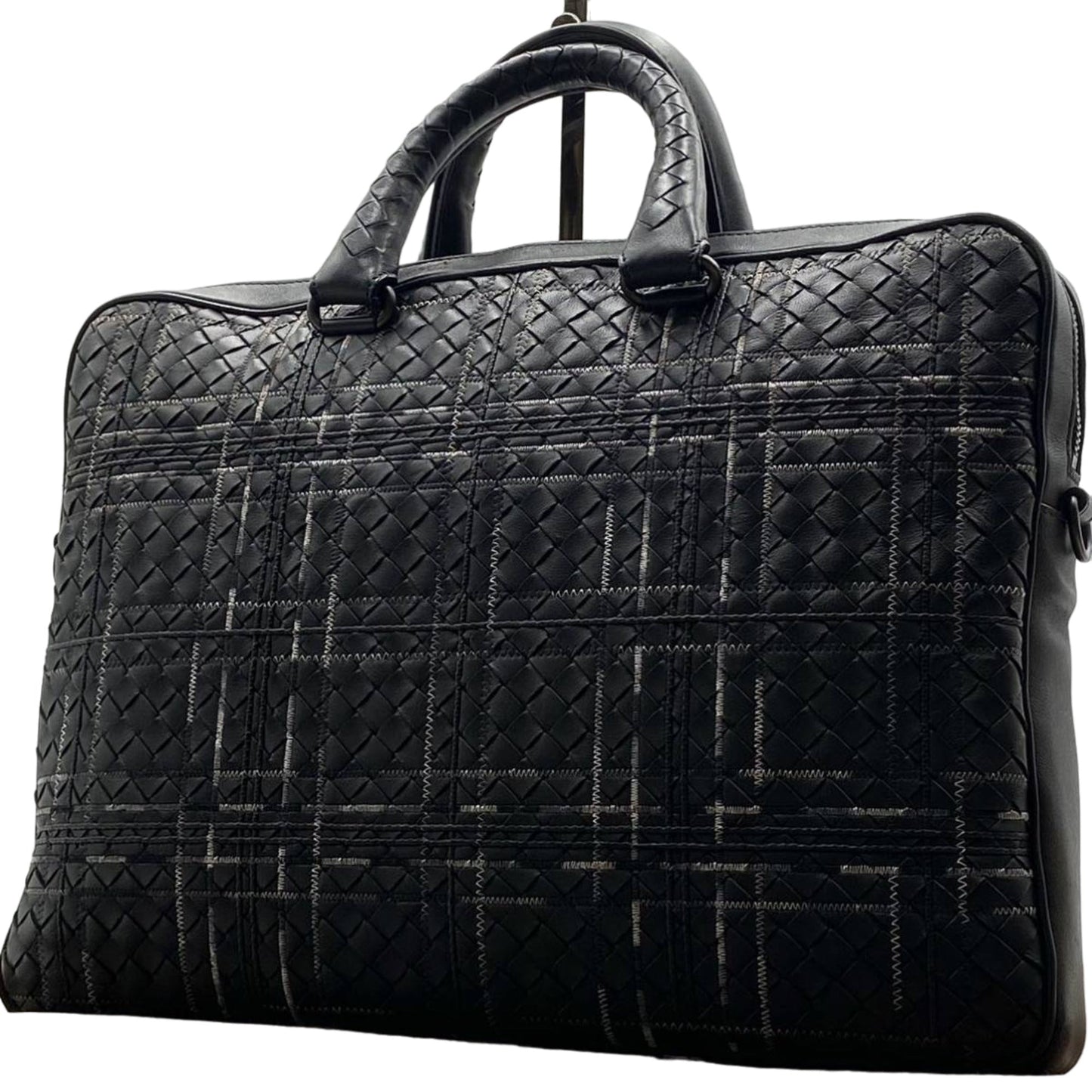 Luxury Bottega Veneta Atlas Intrecciato Leather Briefcase