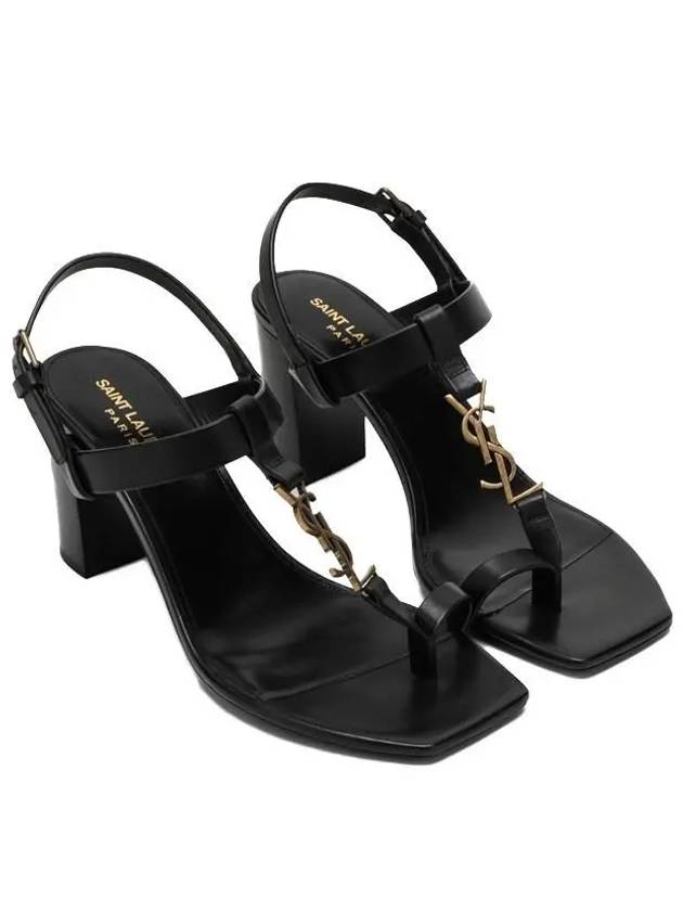 Luxury Saint Laurent Cassandra Sandal Heels Black