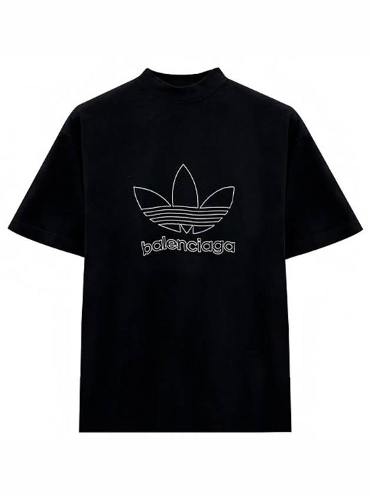 Luxury Balenciaga Logo Printing Oversized Short Sleeve T-Shirt Black