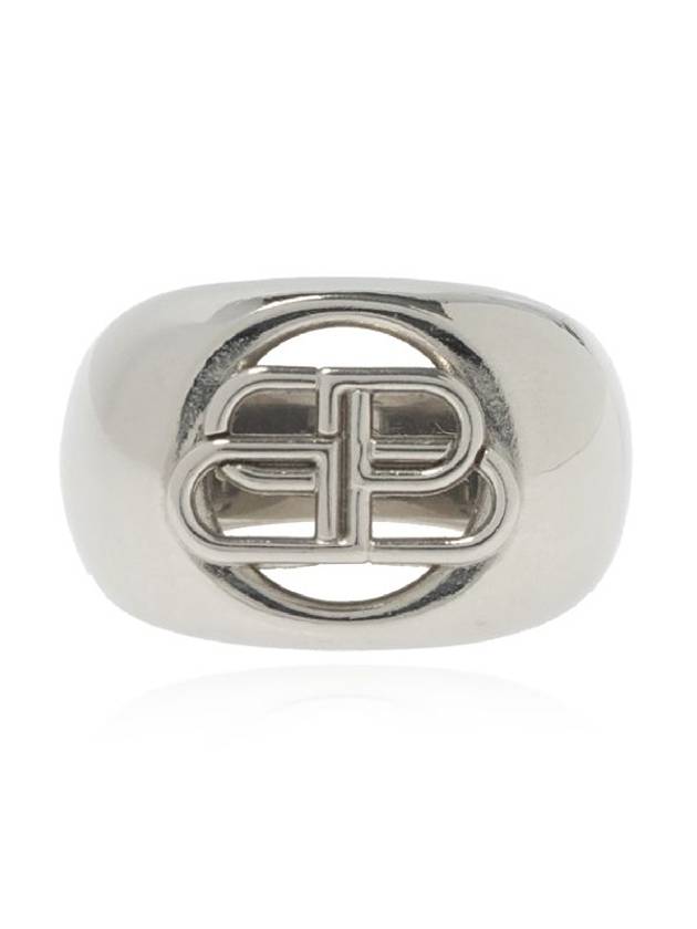 Luxury Balenciaga BB Signature Bold Ring Silver