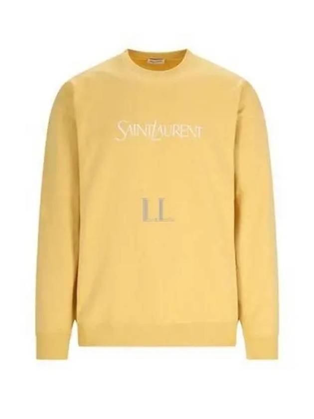 Luxury Saint Laurent Embroidered Logo Organic Cotton Sweatshirt Yellow