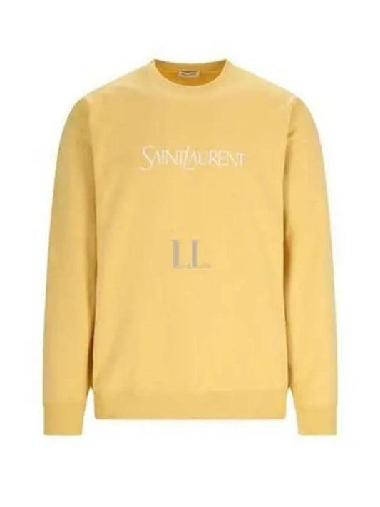 Luxury Saint Laurent Embroidered Logo Organic Cotton Sweatshirt Yellow