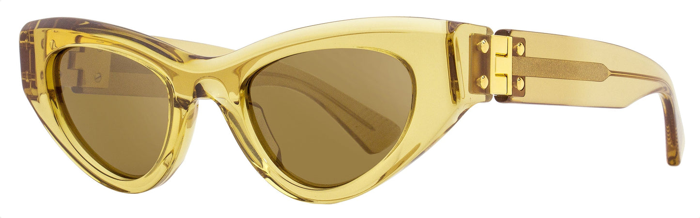 Luxury Bottega Veneta Women's Cat Eye Sunglasses BV1142S 003 Transparent Brown 49mm
