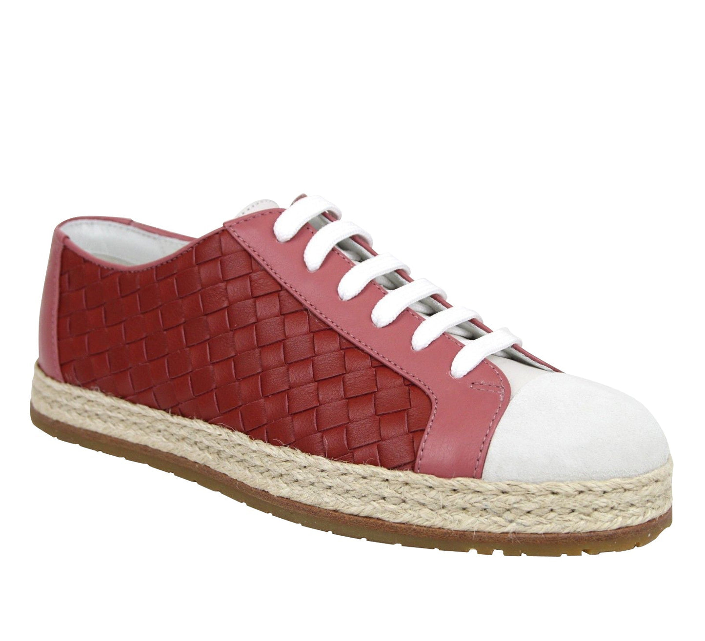 Luxury Bottega Veneta Women's Leather Woven Lace Ups Sneakers