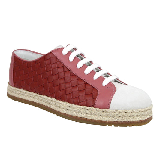 Luxury Bottega Veneta Women's Leather Woven Lace Ups Sneakers