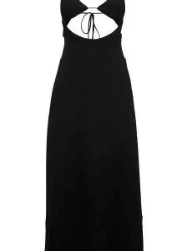 Luxury Saint Laurent Crepe Viscose Backless Long Dress Black
