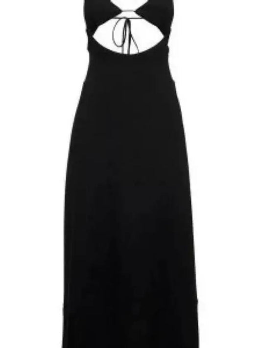 Luxury Saint Laurent Crepe Viscose Backless Long Dress Black