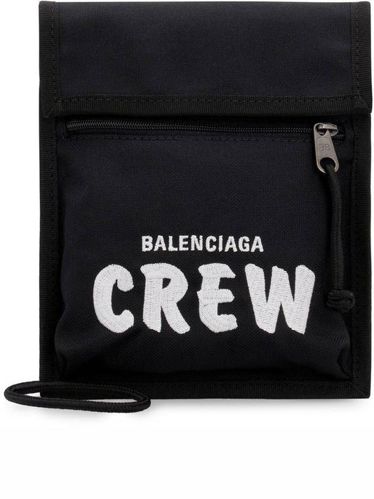 Luxury Balenciaga Explorer Embroidered Crew Logo Mini Cross Bag Black