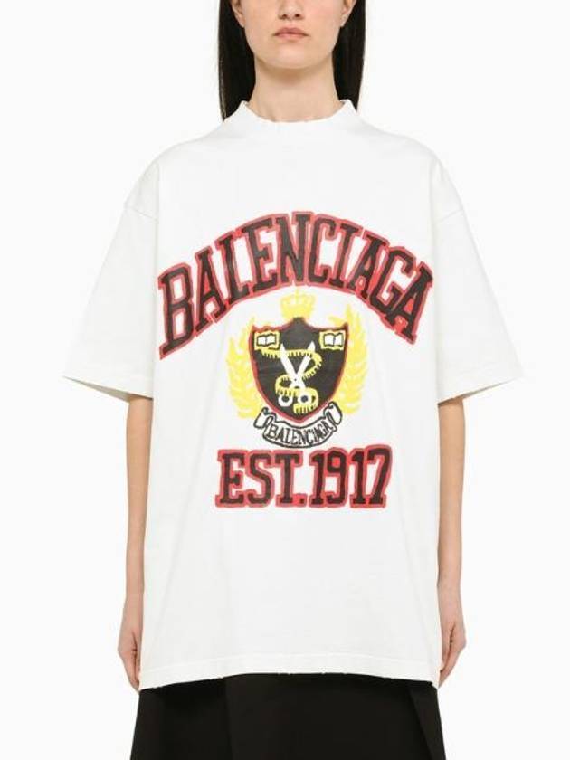 Luxury Balenciaga DIY College Medium Fit Short Sleeve T-Shirt White
