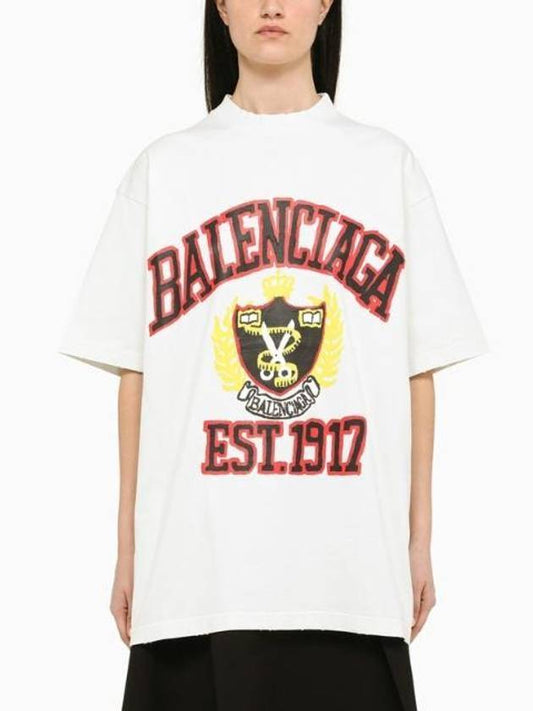 Luxury Balenciaga DIY College Medium Fit Short Sleeve T-Shirt White