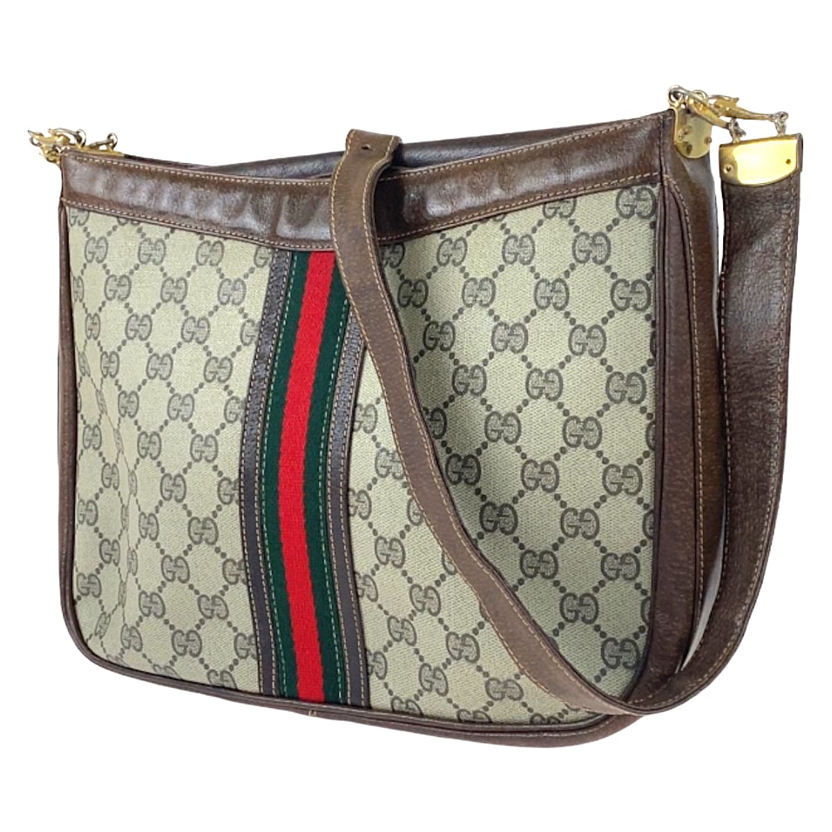 Luxury Gucci Trending 2025 Vintage Sherry Line PVC/Leather Shoulder Bag