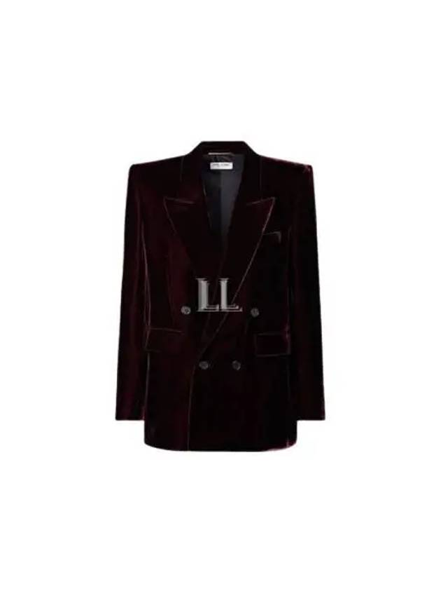 Luxury Saint Laurent Double Breasted Velvet Jacket Red