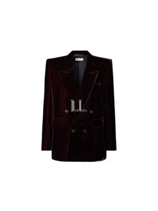 Luxury Saint Laurent Double Breasted Velvet Jacket Red