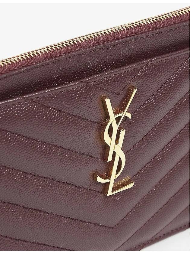 Luxury Saint Laurent Monogram Quilted Clutch Bag Dark Red