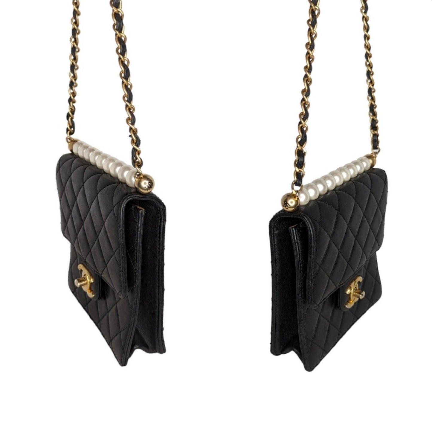 Luxury Chanel bag Small Goatskin Quilted Chic Pearls Crossbody Flap