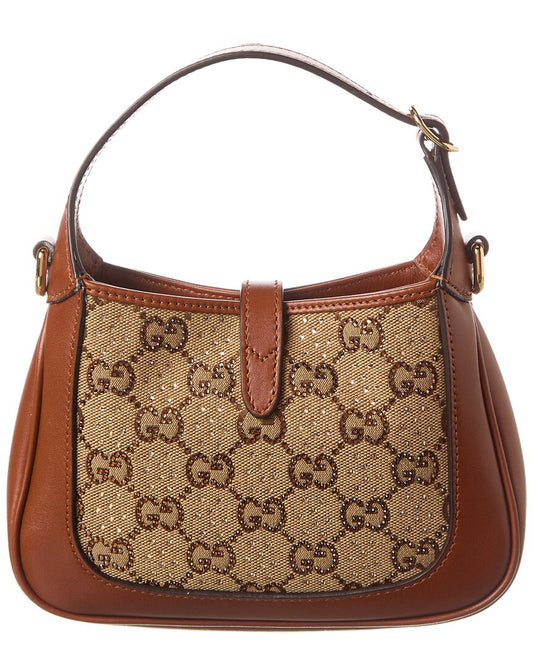 Luxury Gucci Trending 2025 Jackie 1961 Mini GG Canvas & Leather Shoulder Bag