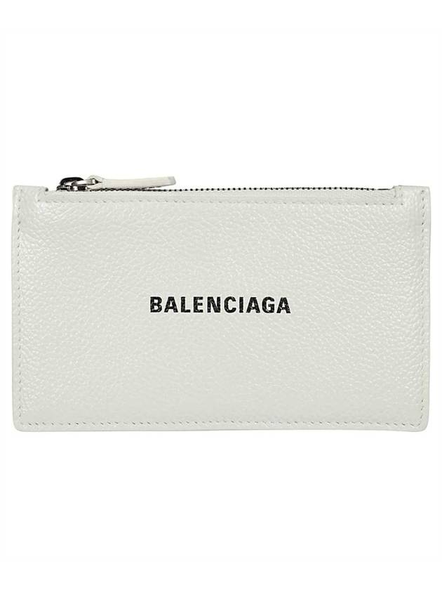 Luxury Balenciaga Logo Print Zipper Card Wallet White