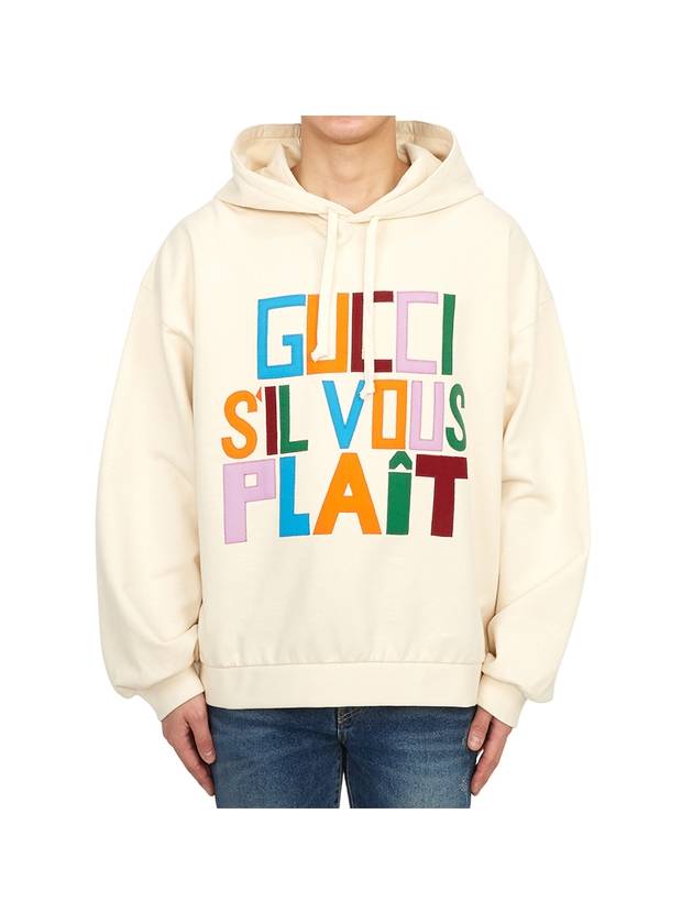 Luxury Gucci Trending 2025 Men's Logo Patch Felted Hoodie Ivory