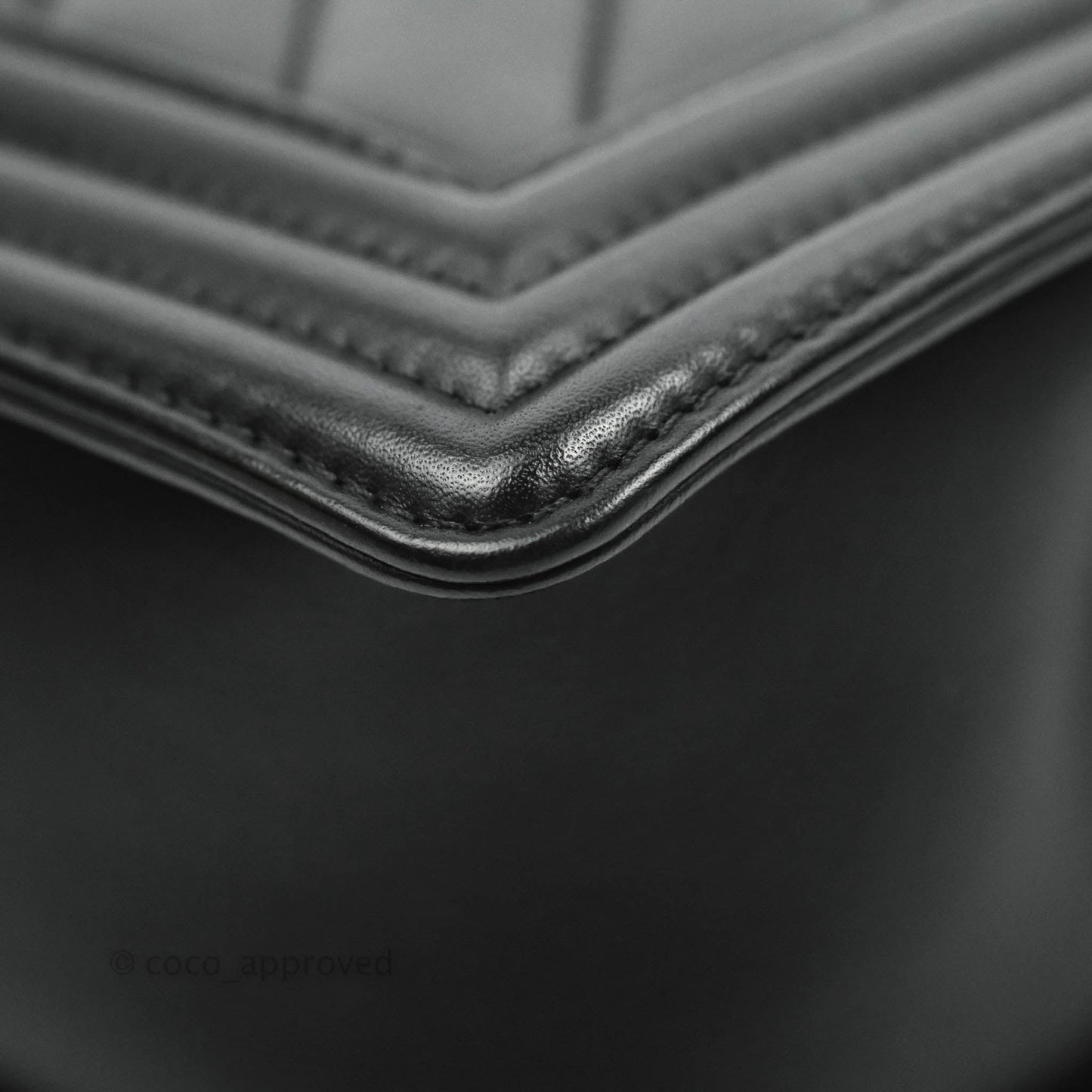 Chanel Medium Chevron Boy Black Calfskin Aged Gold Hardware