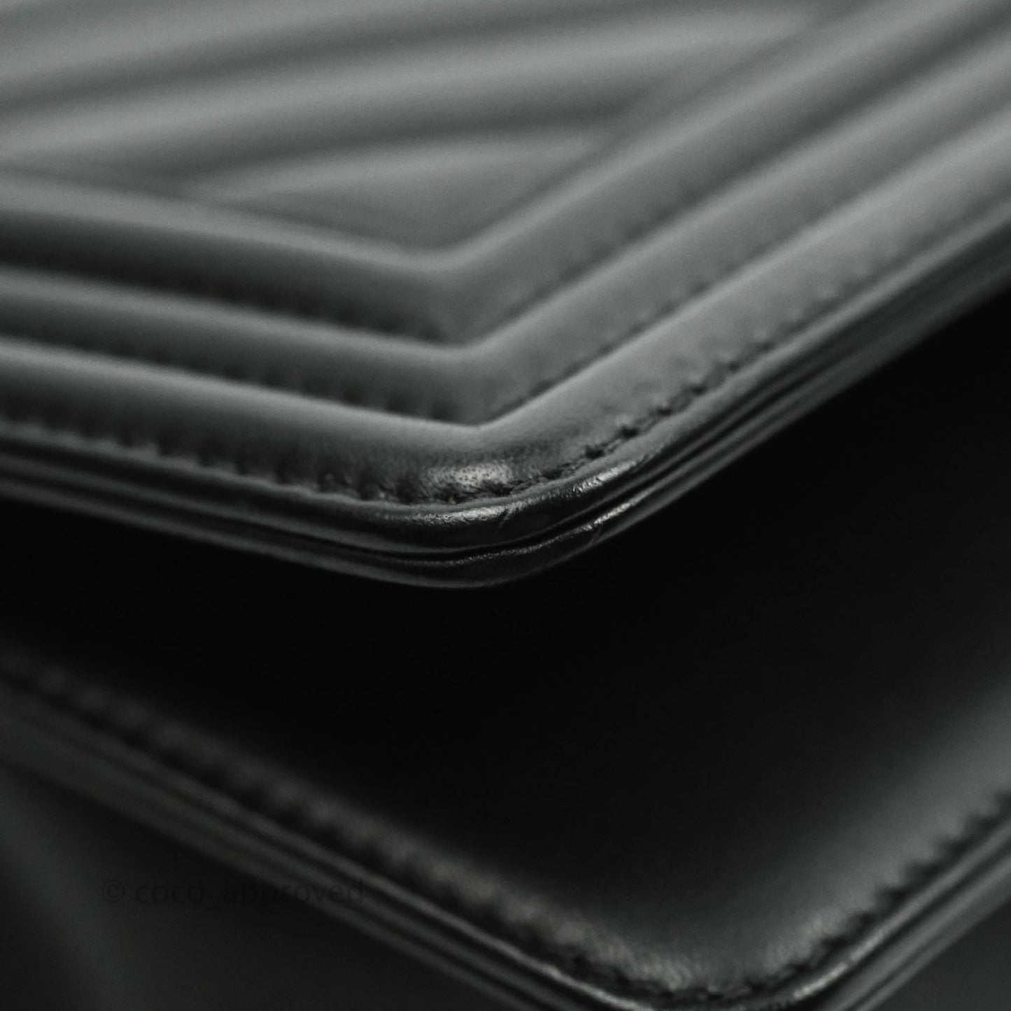 Chanel Medium Chevron Boy Black Calfskin Aged Gold Hardware