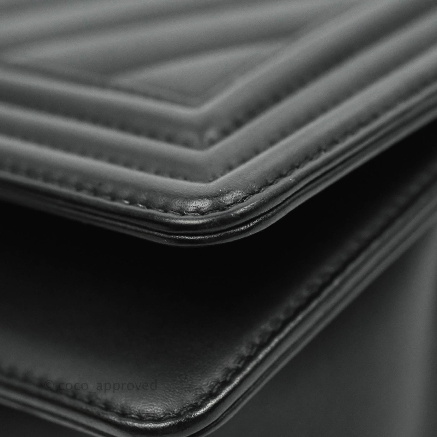 Chanel Medium Chevron Boy Black Calfskin Aged Gold Hardware