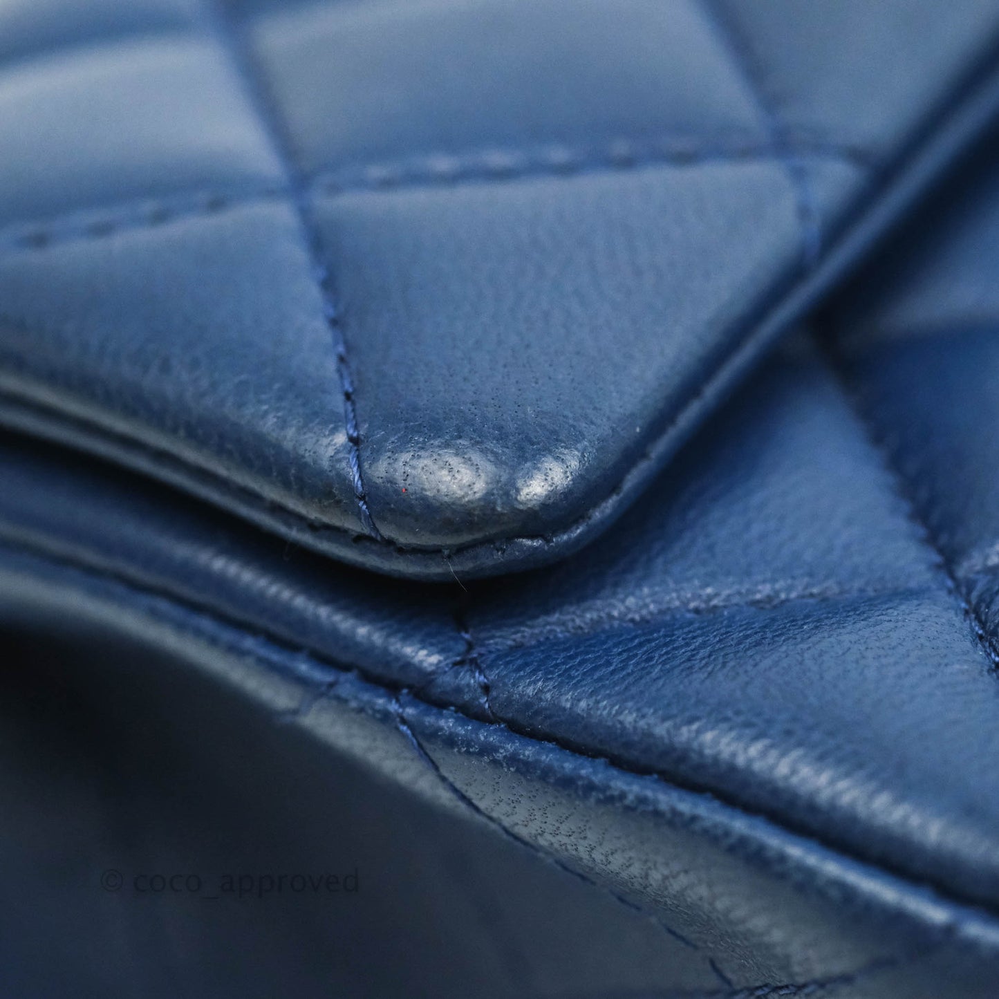 Chanel Quilted Mini Rectangular Flap Dark Blue Lambskin Gun Metal