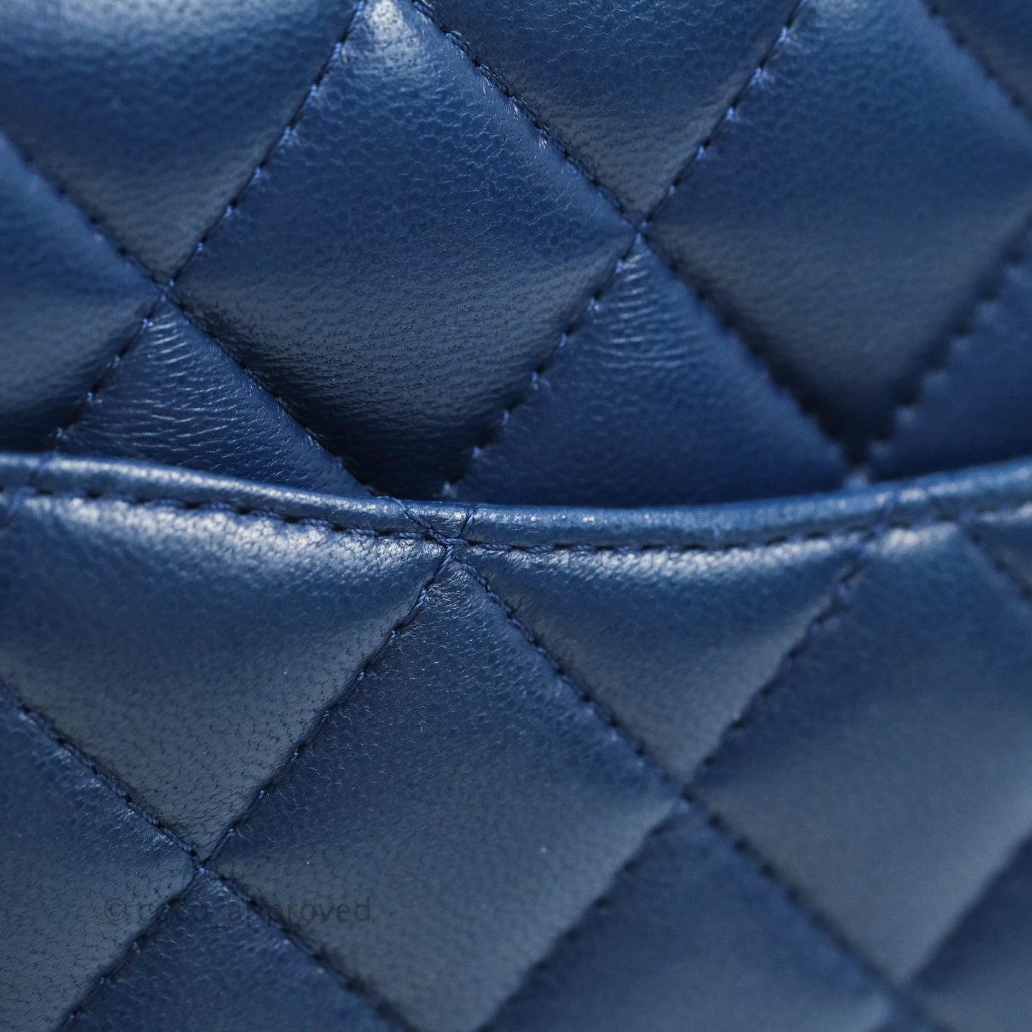 Chanel Quilted Mini Rectangular Flap Dark Blue Lambskin Gun Metal