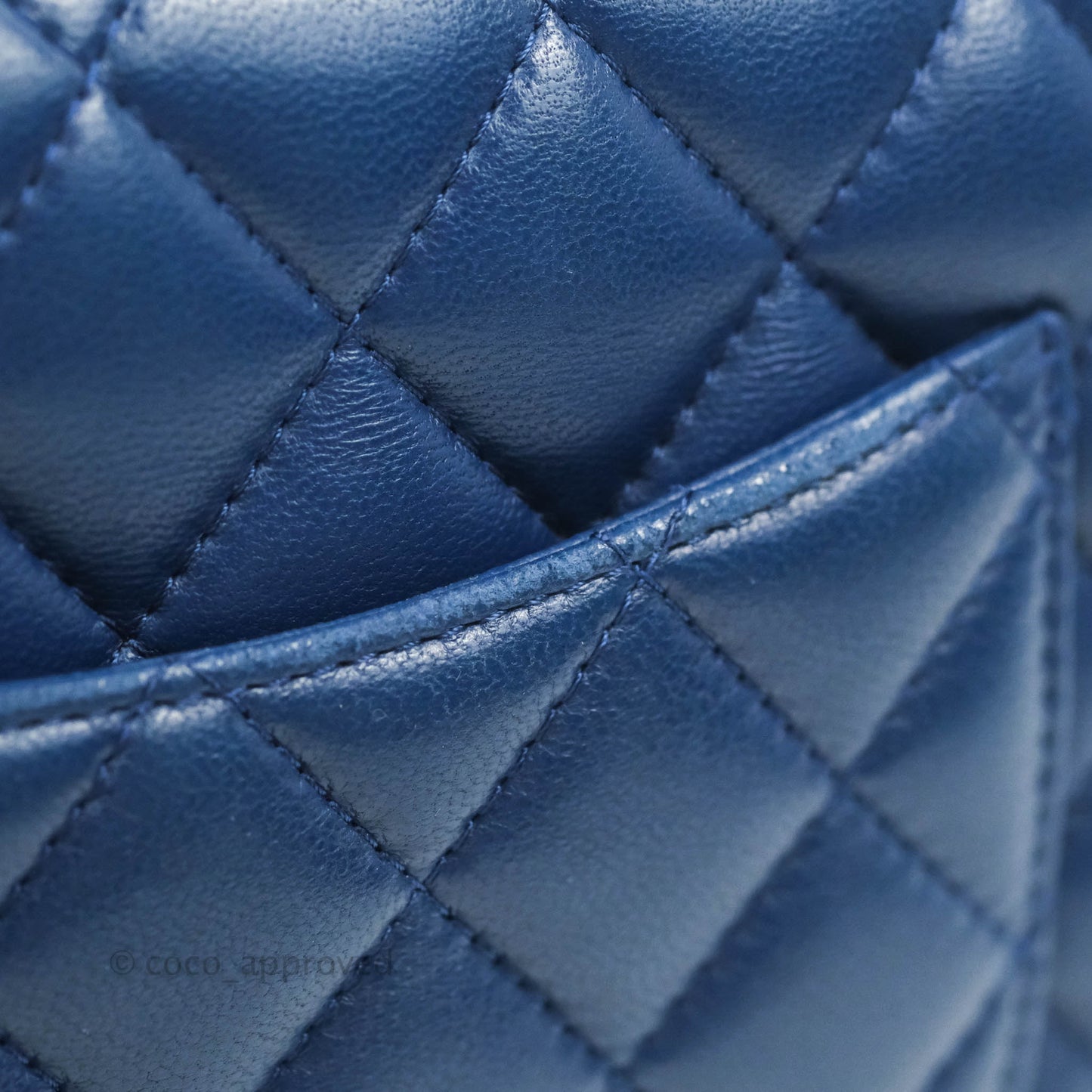 Chanel Quilted Mini Rectangular Flap Dark Blue Lambskin Gun Metal
