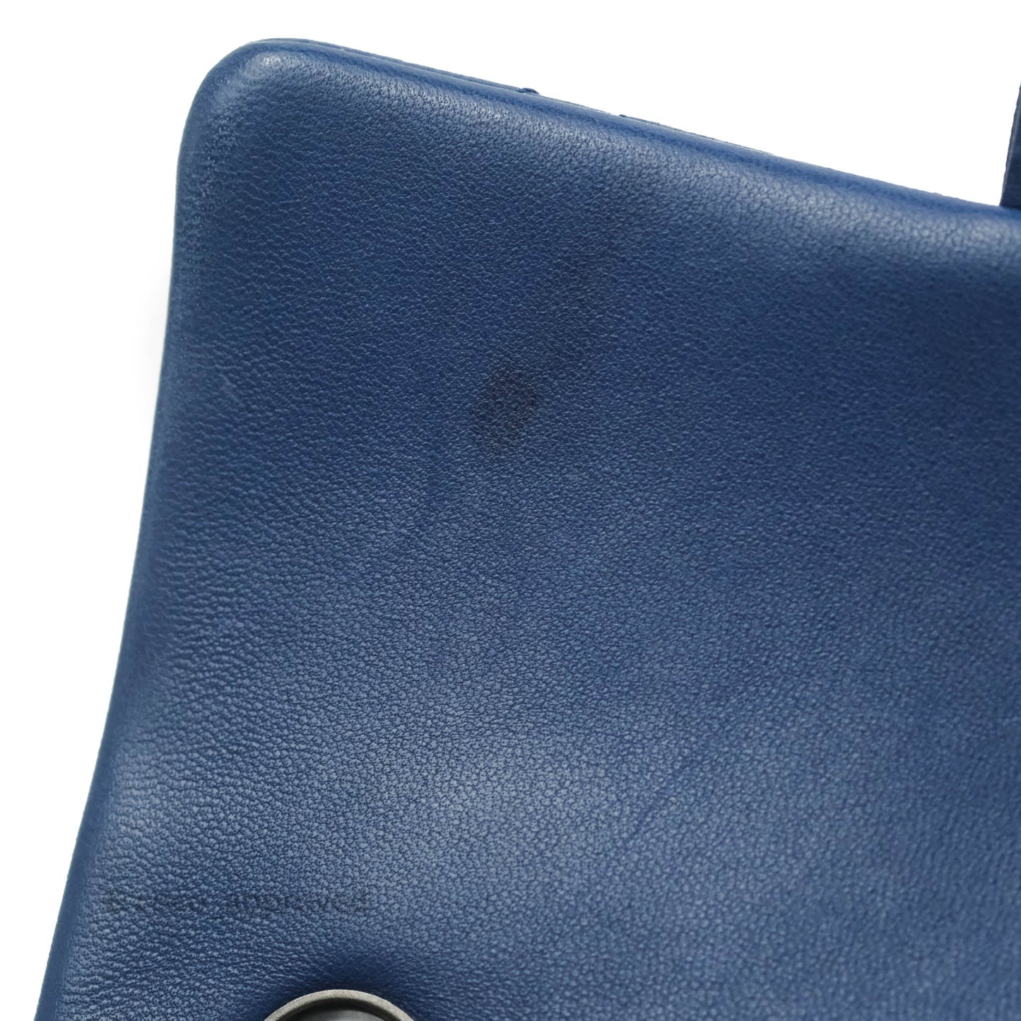 Chanel Quilted Mini Rectangular Flap Dark Blue Lambskin Gun Metal