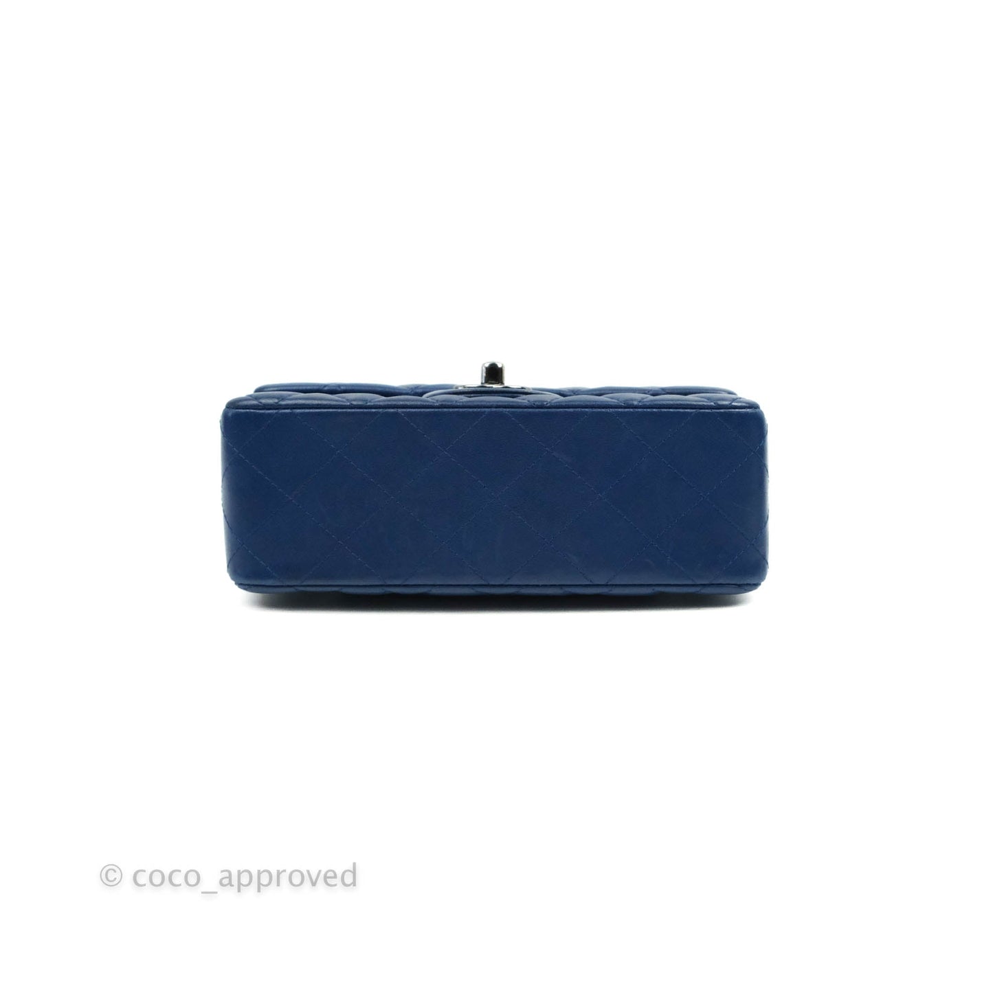 Chanel Quilted Mini Rectangular Flap Dark Blue Lambskin Gun Metal