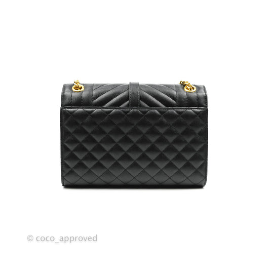 Saint Laurent Envelope Medium Black Caviar Gold Hardware