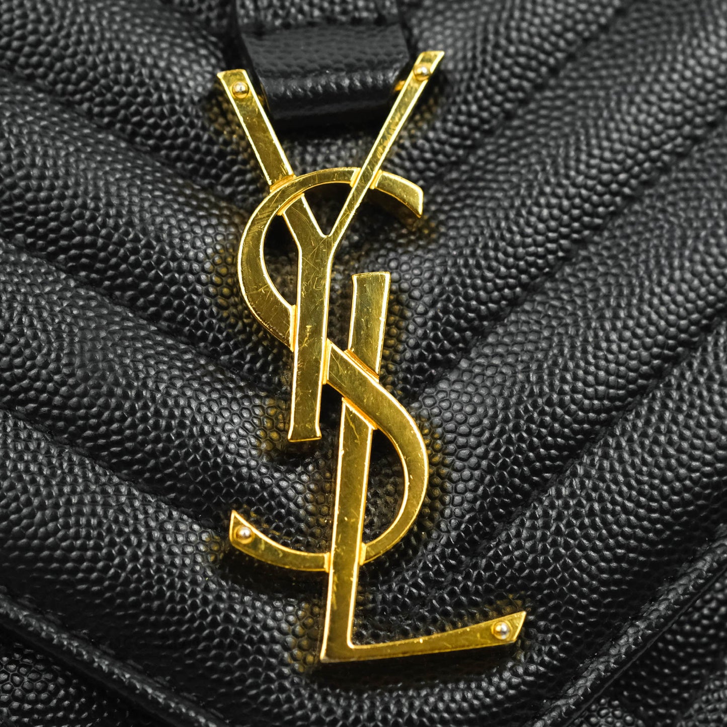 Saint Laurent Envelope Medium Black Caviar Gold Hardware
