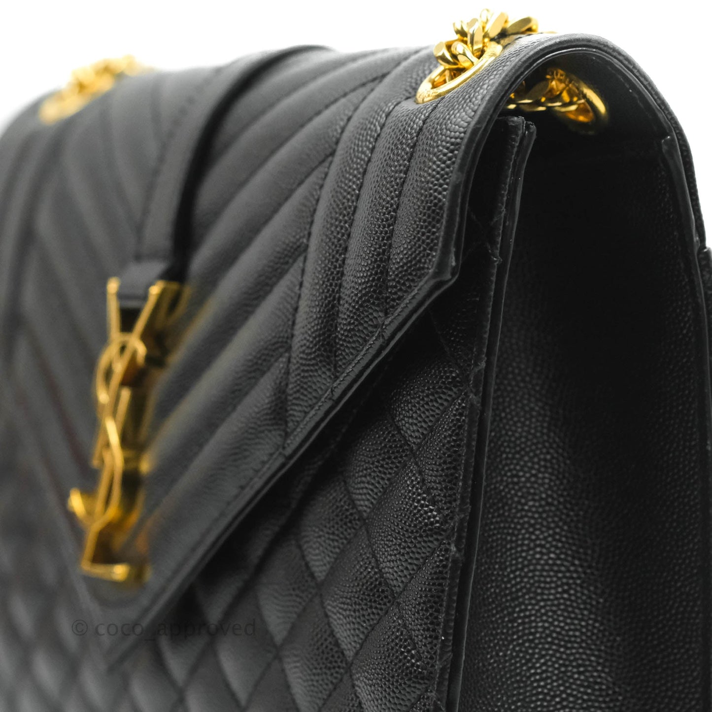 Saint Laurent Envelope Medium Black Caviar Gold Hardware