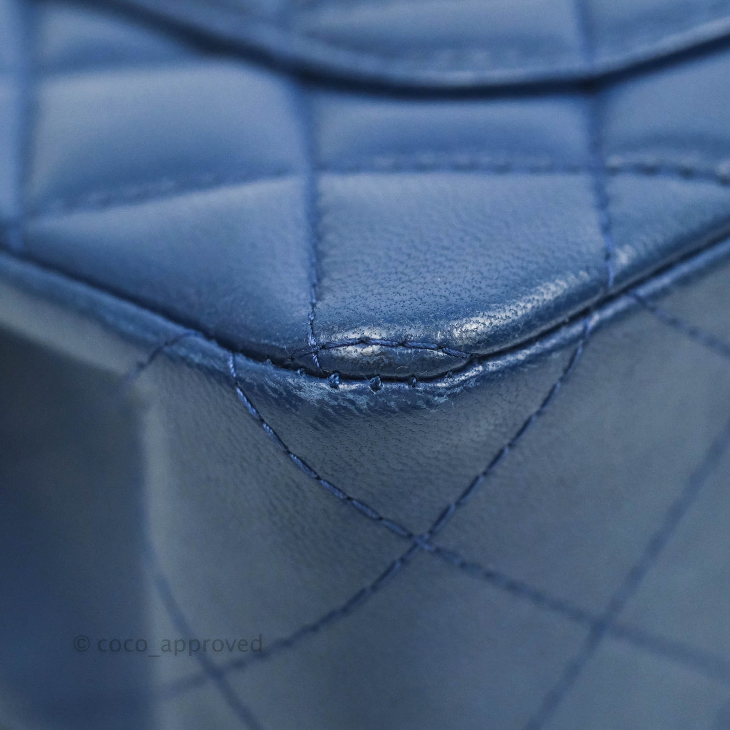 Chanel Quilted Mini Rectangular Flap Dark Blue Lambskin Gun Metal