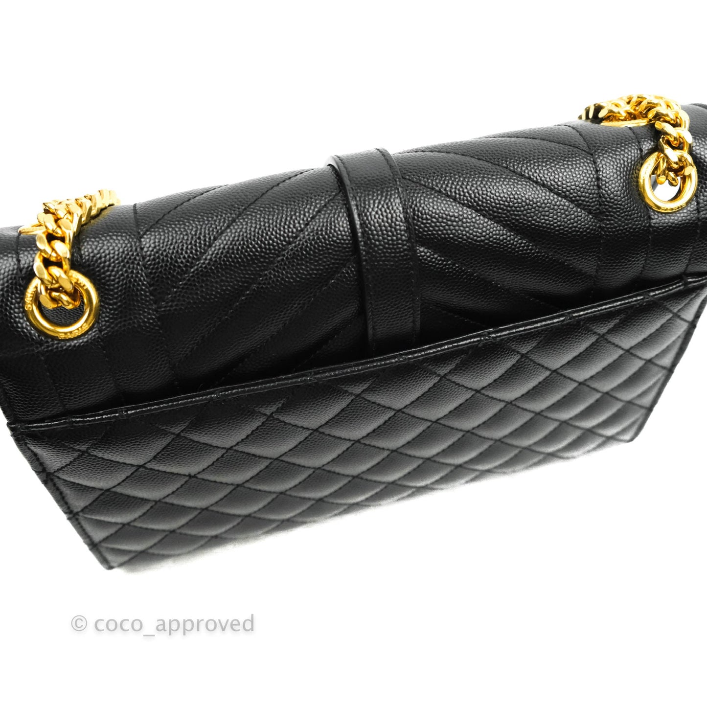 Saint Laurent Envelope Medium Black Caviar Gold Hardware