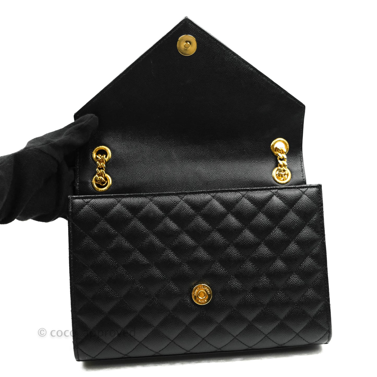 Saint Laurent Envelope Medium Black Caviar Gold Hardware