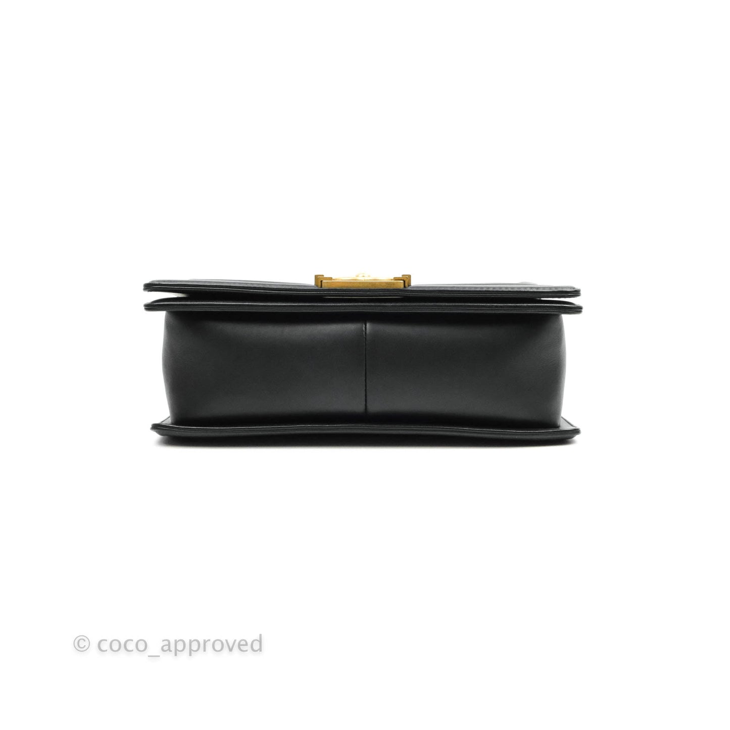 Chanel Medium Chevron Boy Black Calfskin Aged Gold Hardware