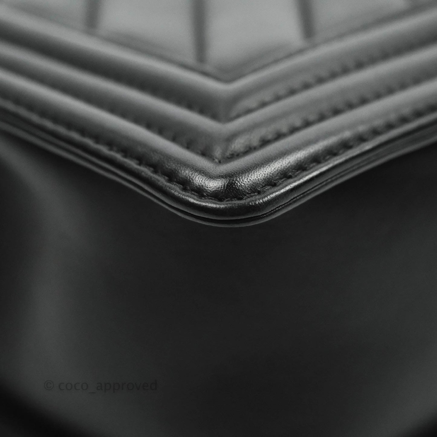 Chanel Medium Chevron Boy Black Calfskin Aged Gold Hardware