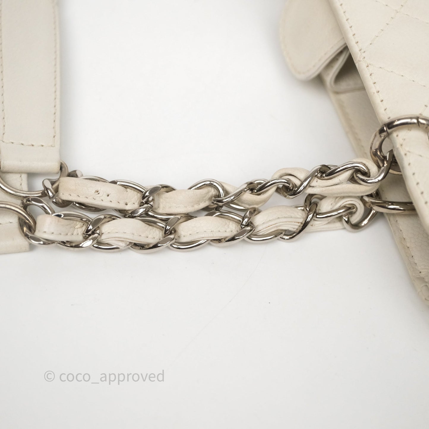 Chanel Vertical GST White Caviar Silver Hardware
