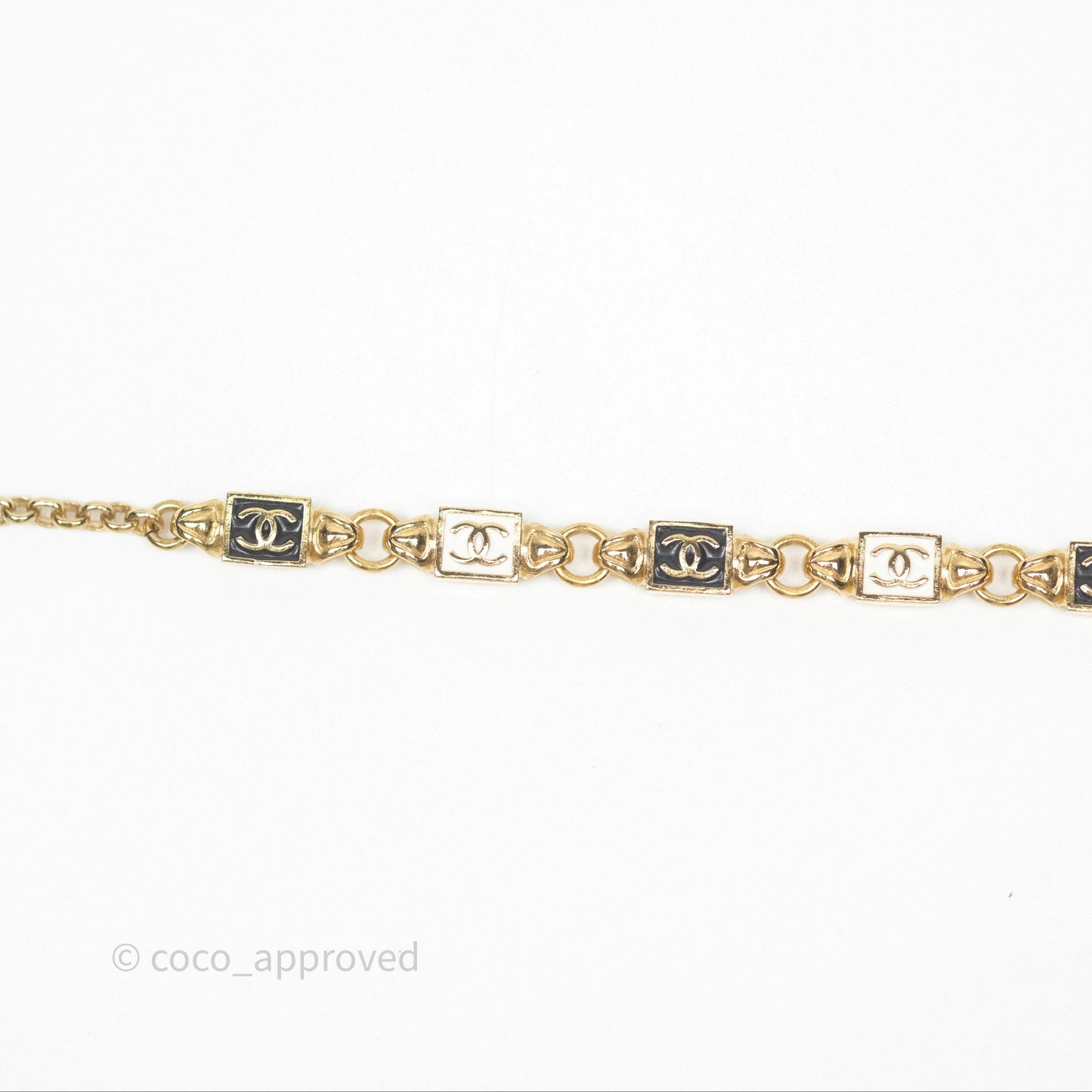 Chanel Square Black/ White CC Choker Gold Tone 24P