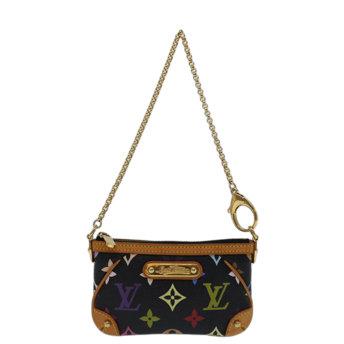 LOUIS VUITTON Multicolor Pochette Mira PM Pouch Black M60099 LV 70055A