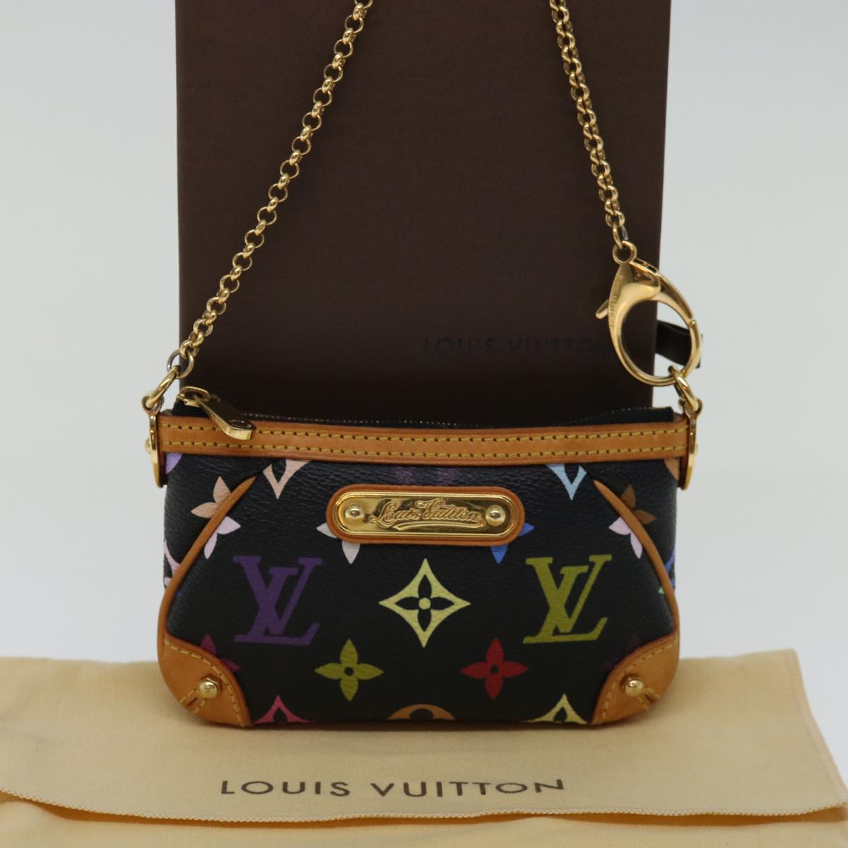 LOUIS VUITTON Multicolor Pochette Mira PM Pouch Black M60099 LV 70055A