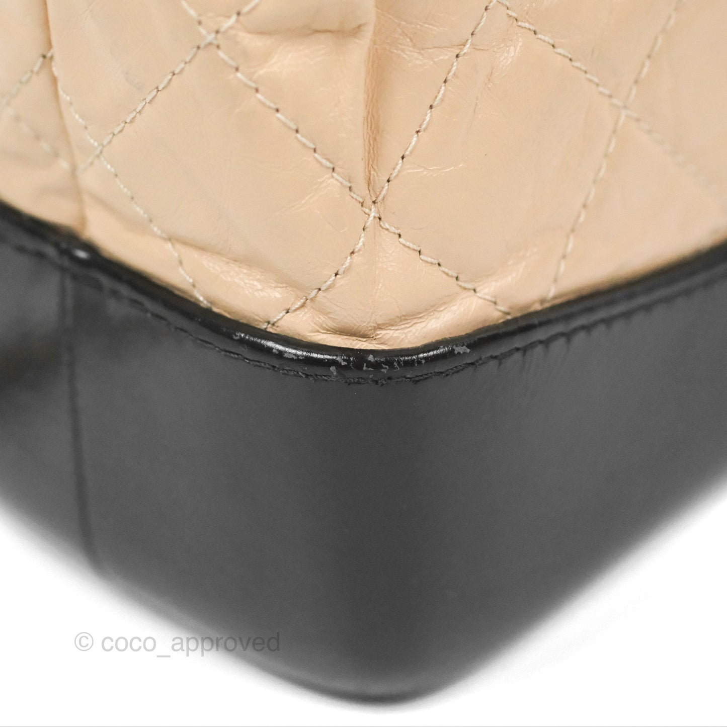 Chanel Small Gabrielle Backpack Beige Black Aged Calfskin